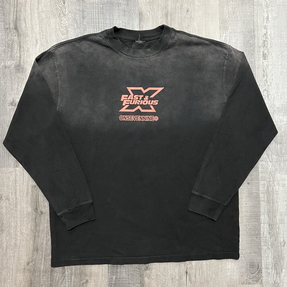 Fast And Furious Racing Movie T Shirt ONSEVENNINE Sun Faded Black Long Sleeve XL - Picture 2 of 4